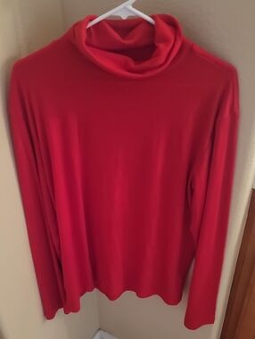 Red Turtleneck Long-Sleeve Top